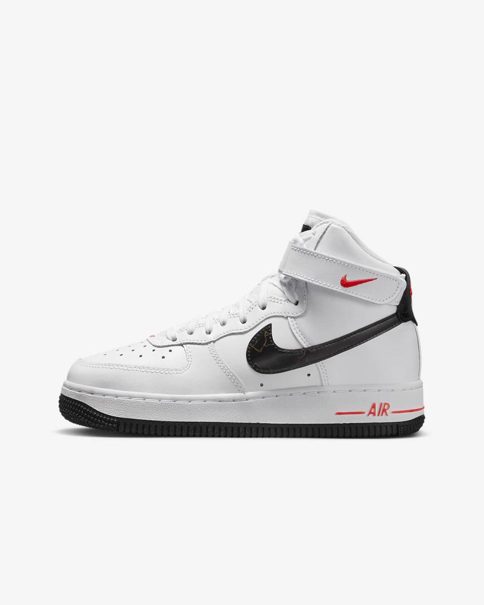 Nike Air Force 1 High White/Bright Crimson/Black | Kids Nike Air Force 1