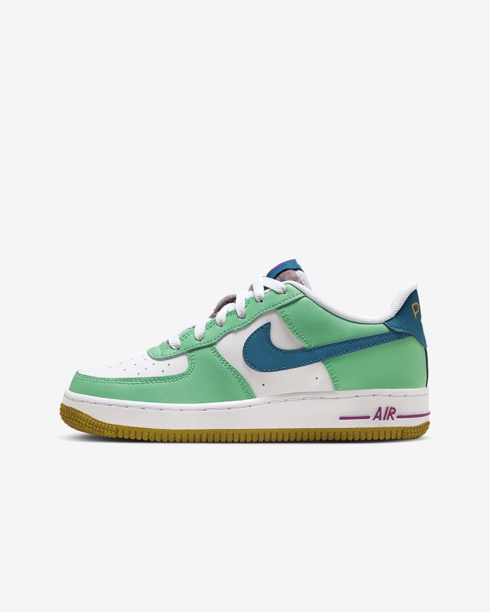 Nike Air Force 1 LV8 White/Spring Green/Hyper Violet/Green Abyss | Kids Nike Air Force 1