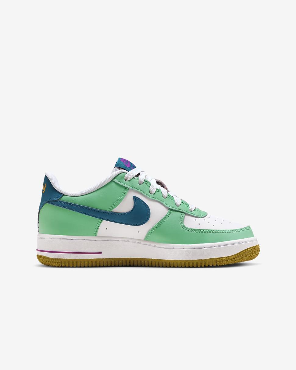 Nike Air Force 1 LV8 White/Spring Green/Hyper Violet/Green Abyss | Kids Nike Air Force 1