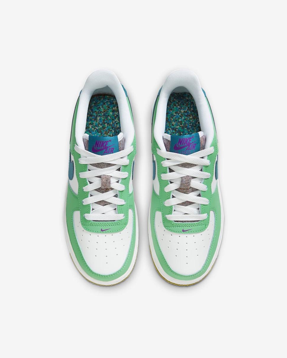 Nike Air Force 1 LV8 White/Spring Green/Hyper Violet/Green Abyss | Kids Nike Air Force 1