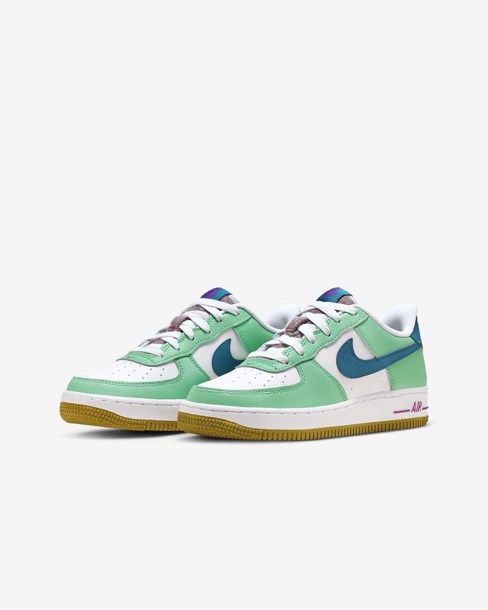 Nike Air Force 1 LV8 White/Spring Green/Hyper Violet/Green Abyss | Kids Nike Air Force 1