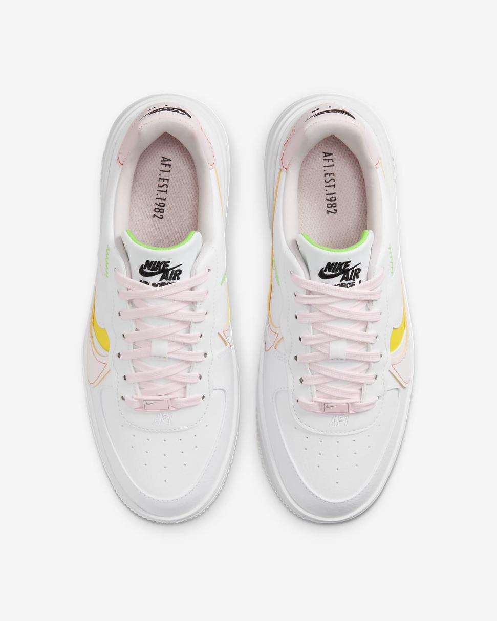 Nike Air Force 1 PLT.AF.ORM White/Opti Yellow/Action Green/Pearl Pink | Womens Nike Lifestyle