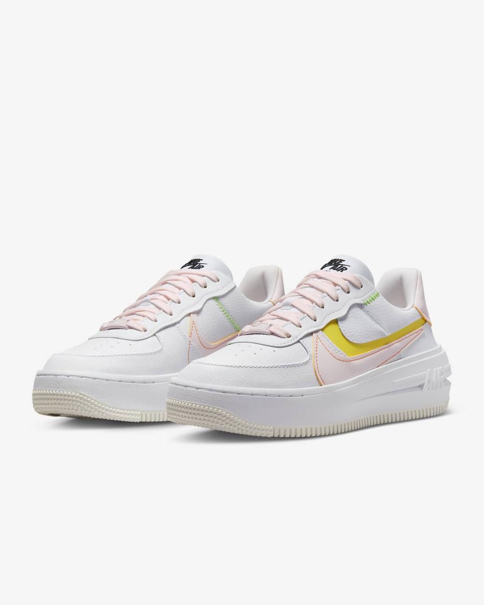 Nike Air Force 1 PLT.AF.ORM White/Opti Yellow/Action Green/Pearl Pink | Womens Nike Lifestyle