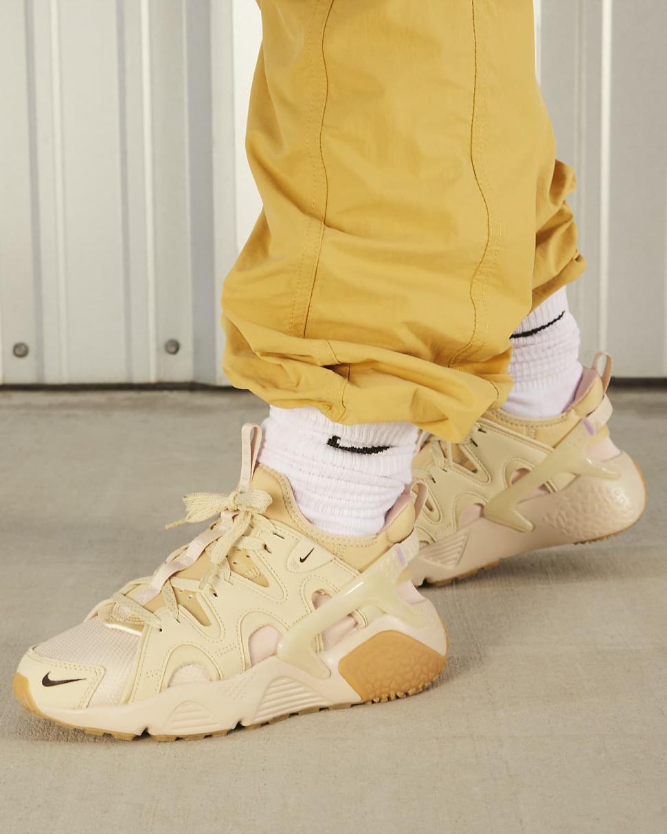 Nike Air Huarache Craft Sanddrift/Team Gold/Pink Oxford/Earth | Womens Nike First Day Kicks