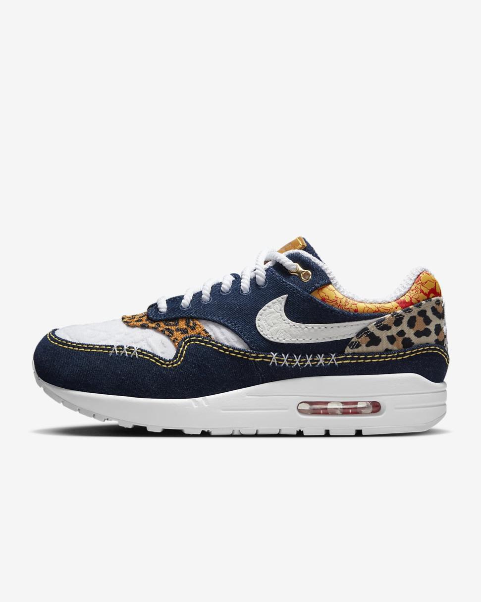 Nike Air Max 1 Premium Medium Blue/University Gold/Picante Red/White | Mens Nike Lifestyle