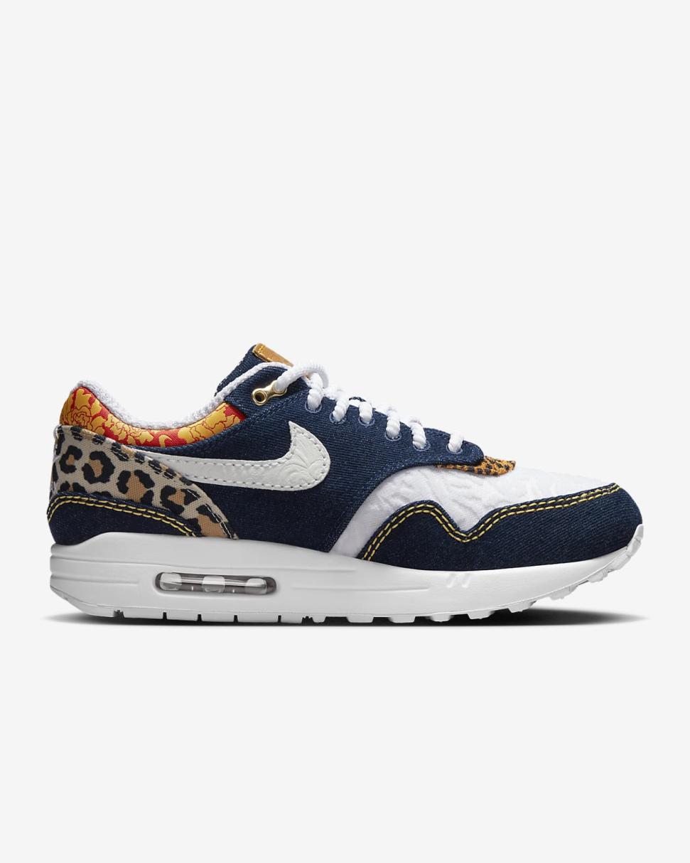 Nike Air Max 1 Premium Medium Blue/University Gold/Picante Red/White | Mens Nike Lifestyle