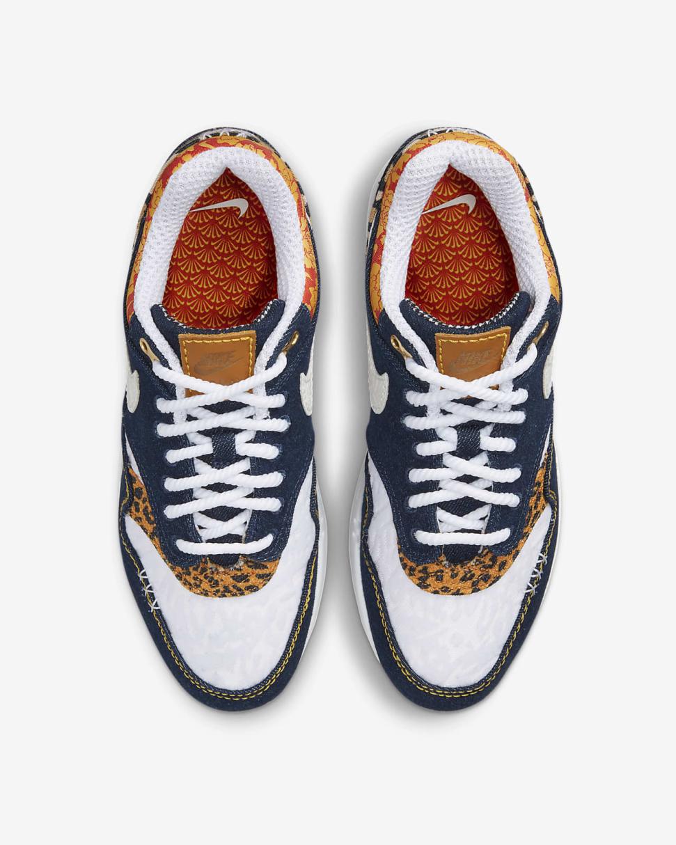 Nike Air Max 1 Premium Medium Blue/University Gold/Picante Red/White | Mens Nike Lifestyle
