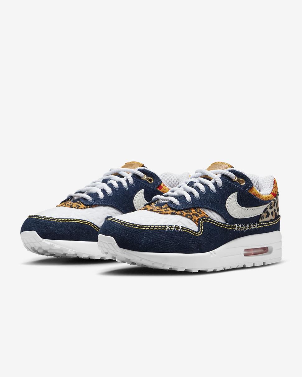 Nike Air Max 1 Premium Medium Blue/University Gold/Picante Red/White | Mens Nike Lifestyle