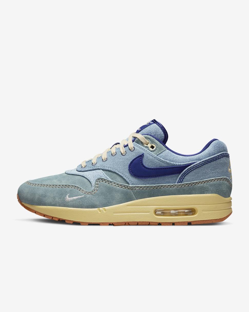 Nike Air Max 1 Premium Mineral Slate/Lemon Wash/Khaki/Deep Royal Blue | Mens Nike Lifestyle