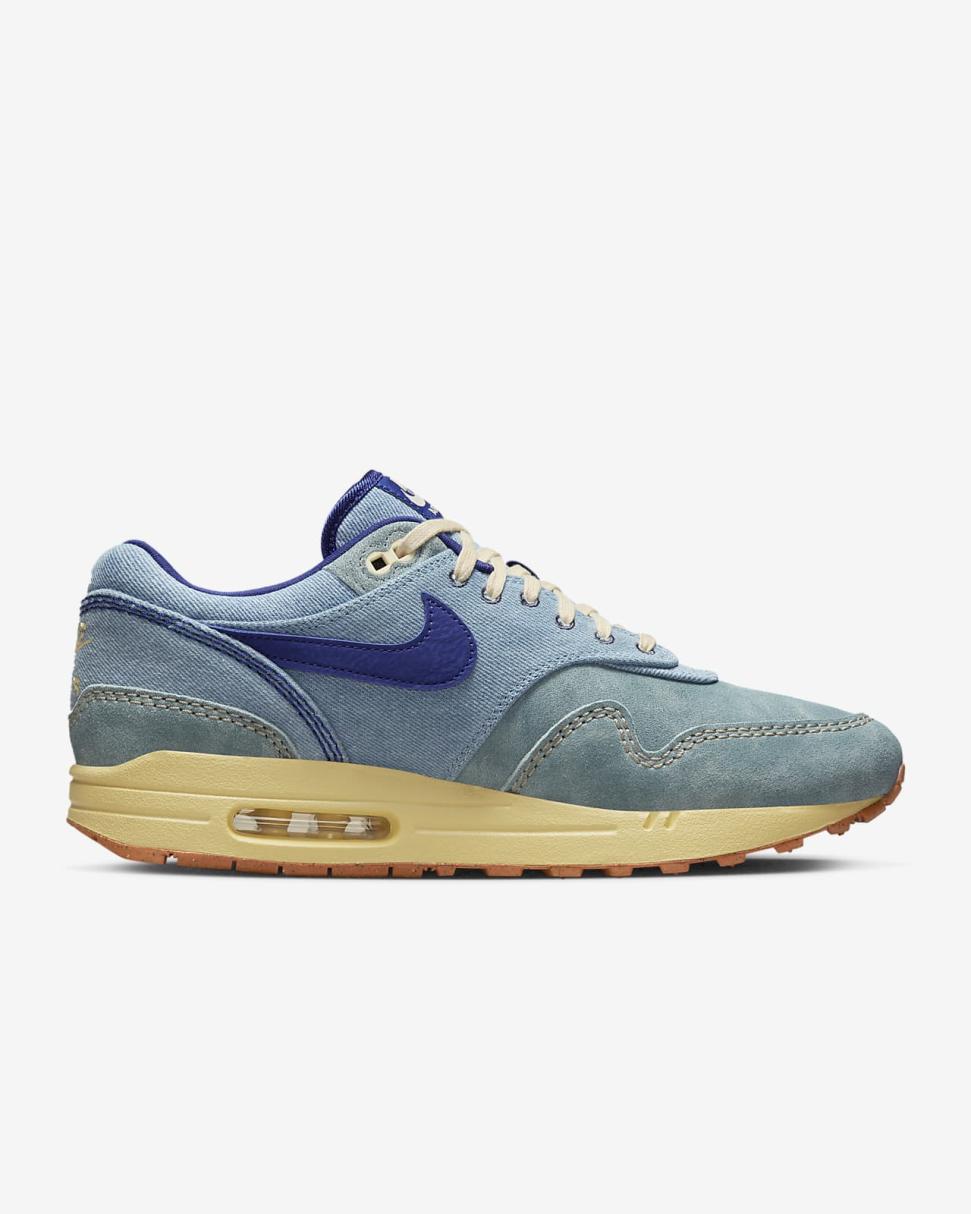 Nike Air Max 1 Premium Mineral Slate/Lemon Wash/Khaki/Deep Royal Blue | Mens Nike Lifestyle