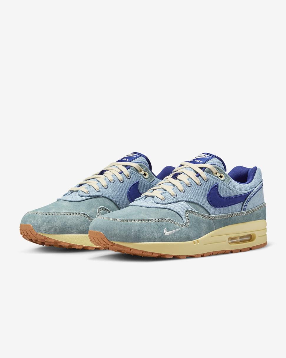 Nike Air Max 1 Premium Mineral Slate/Lemon Wash/Khaki/Deep Royal Blue | Mens Nike Lifestyle