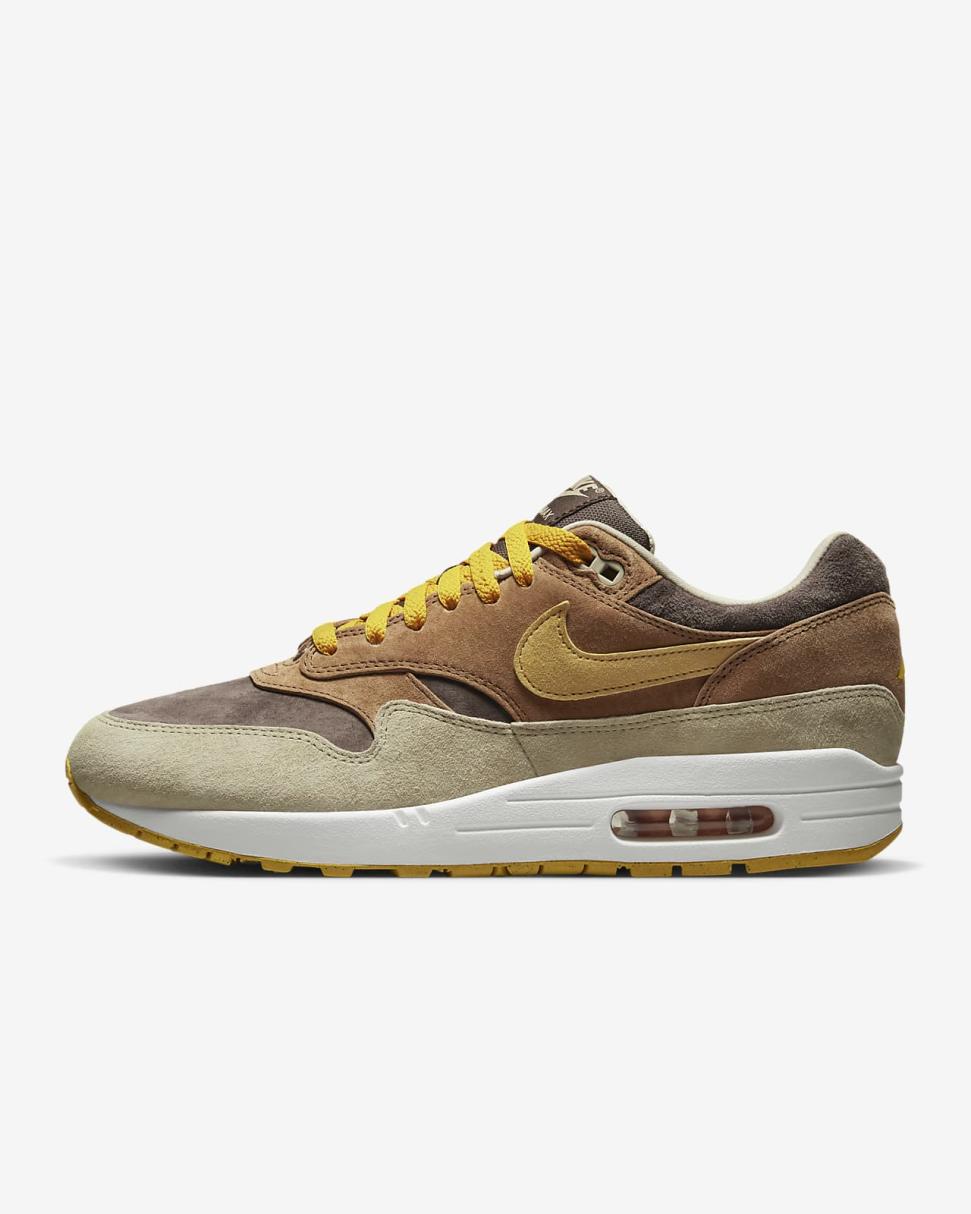 Nike Air Max 1 Premium Pecan/Baroque Brown/Limestone/Yellow Ochre | Mens Nike Lifestyle