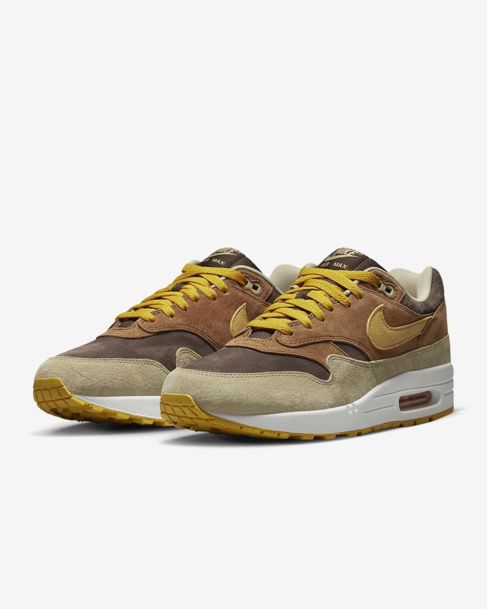 Nike Air Max 1 Premium Pecan/Baroque Brown/Limestone/Yellow Ochre | Mens Nike Lifestyle