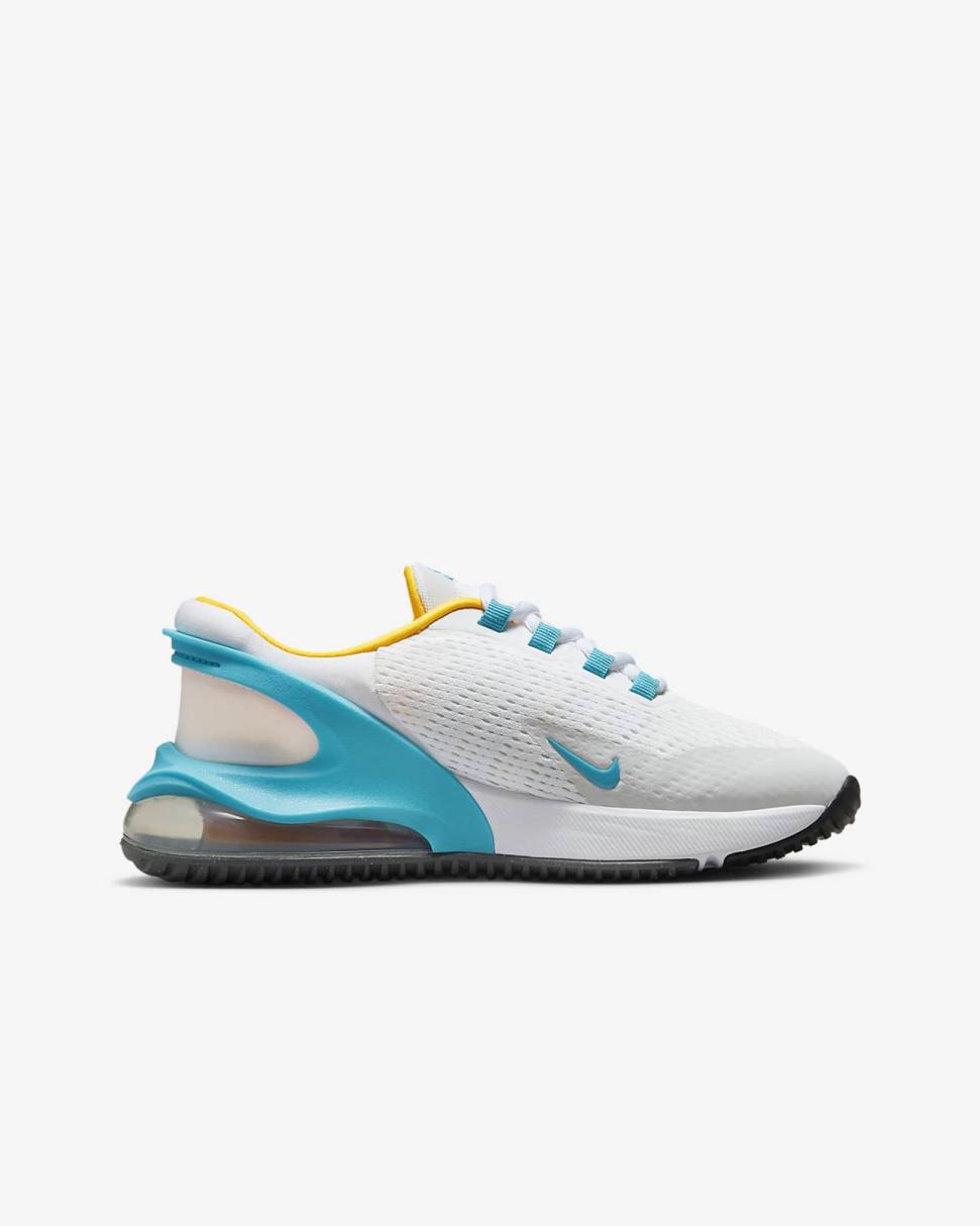 Nike Air Max 270 GO Summit White/Blue Lightning/Diffused Blue/Laser Orange | Kids Nike First Day Kicks