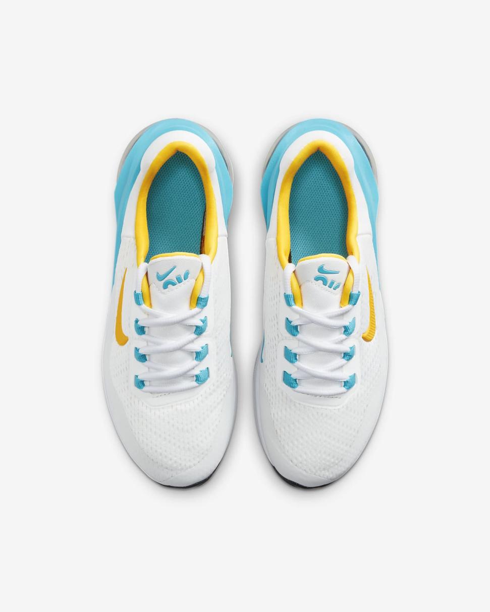 Nike Air Max 270 GO Summit White/Blue Lightning/Diffused Blue/Laser Orange | Kids Nike First Day Kicks