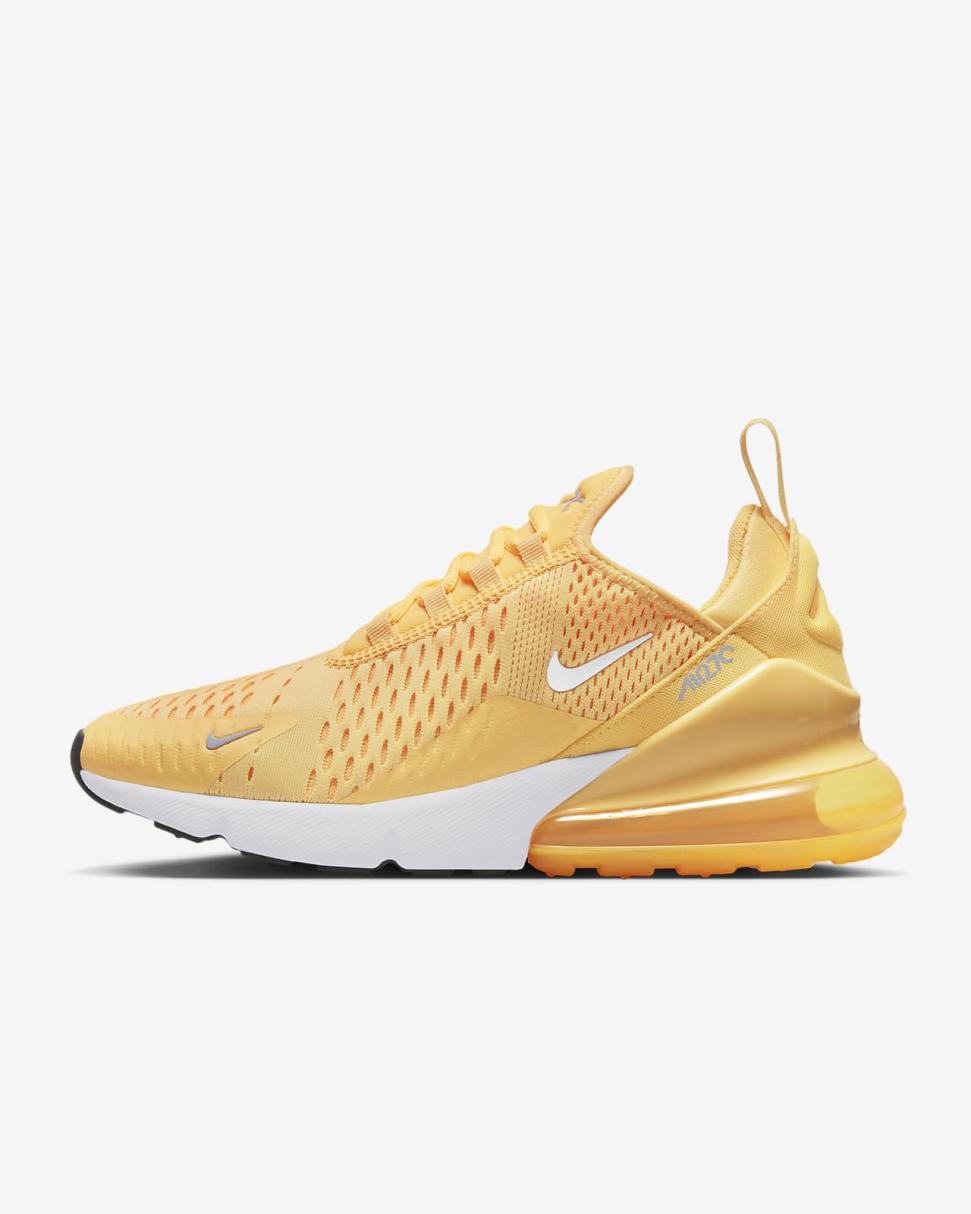 Nike Air Max 270 Topaz Gold/Laser Orange/Cobalt Bliss/White | Womens Nike First Day Kicks