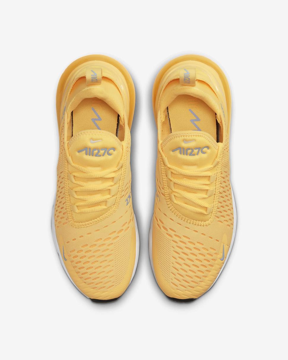 Nike Air Max 270 Topaz Gold/Laser Orange/Cobalt Bliss/White | Womens Nike First Day Kicks