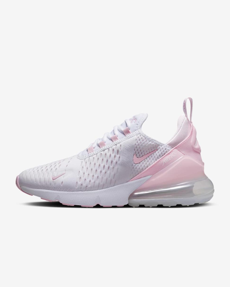 Nike Air Max 270 White/Pearl Pink/Football Grey/Medium Soft Pink | Womens Nike First Day Kicks