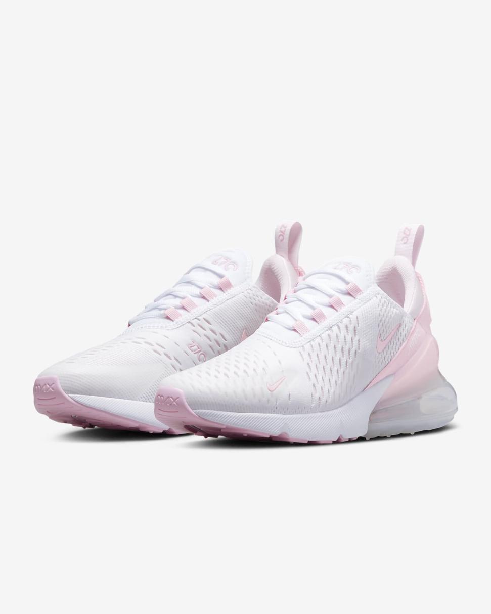 Nike Air Max 270 White/Pearl Pink/Football Grey/Medium Soft Pink | Womens Nike First Day Kicks