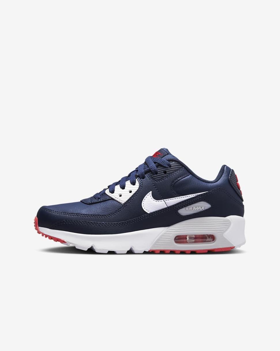 Nike Air Max 90 LTR Obsidian/Midnight Navy/Track Red/White | Kids Nike First Day Kicks