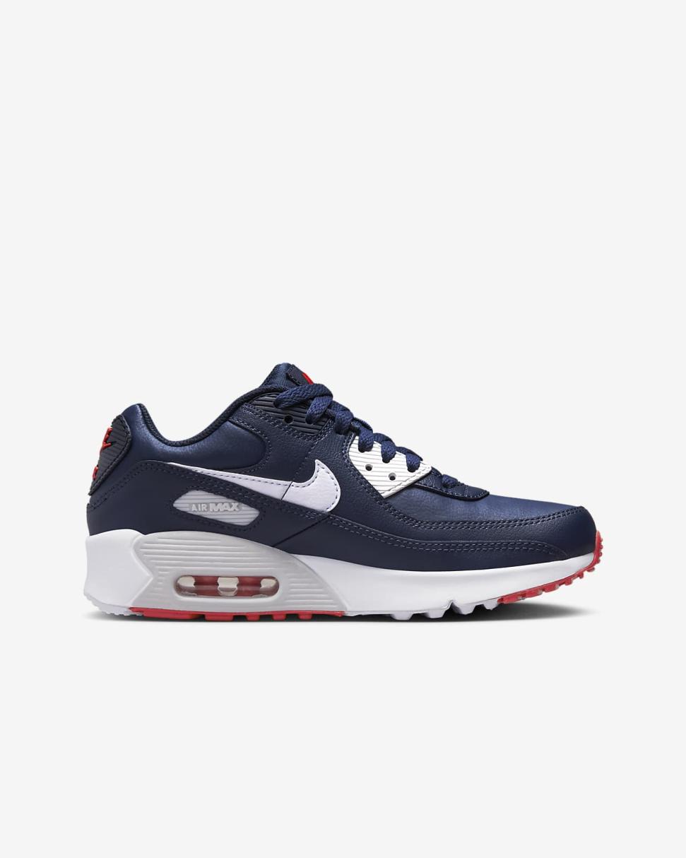 Nike Air Max 90 LTR Obsidian/Midnight Navy/Track Red/White | Kids Nike First Day Kicks