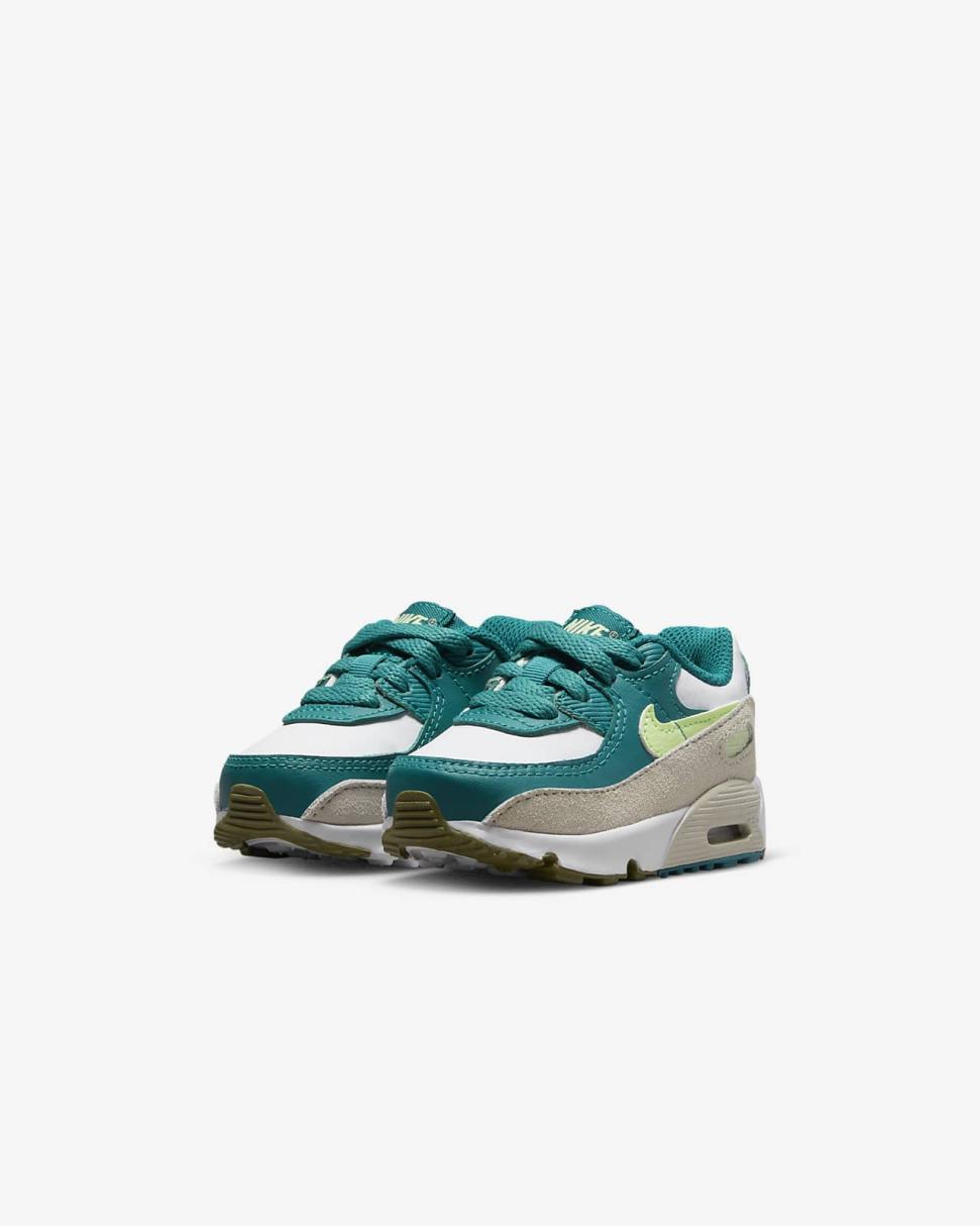 Nike Air Max 90 LTR White/Bright Spruce/Phantom/Barely Volt | Kids Nike Air Max