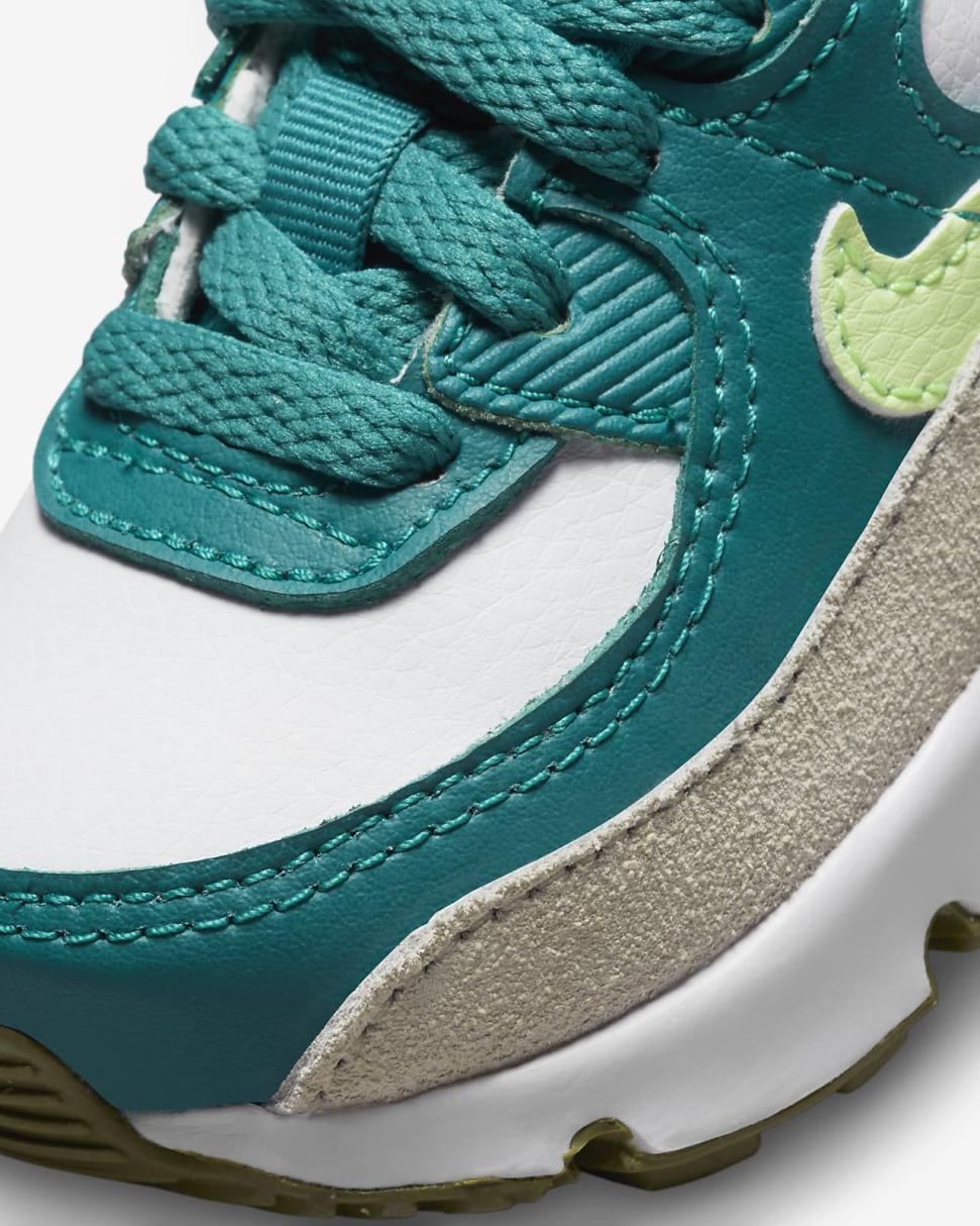 Nike Air Max 90 LTR White/Bright Spruce/Phantom/Barely Volt | Kids Nike Air Max