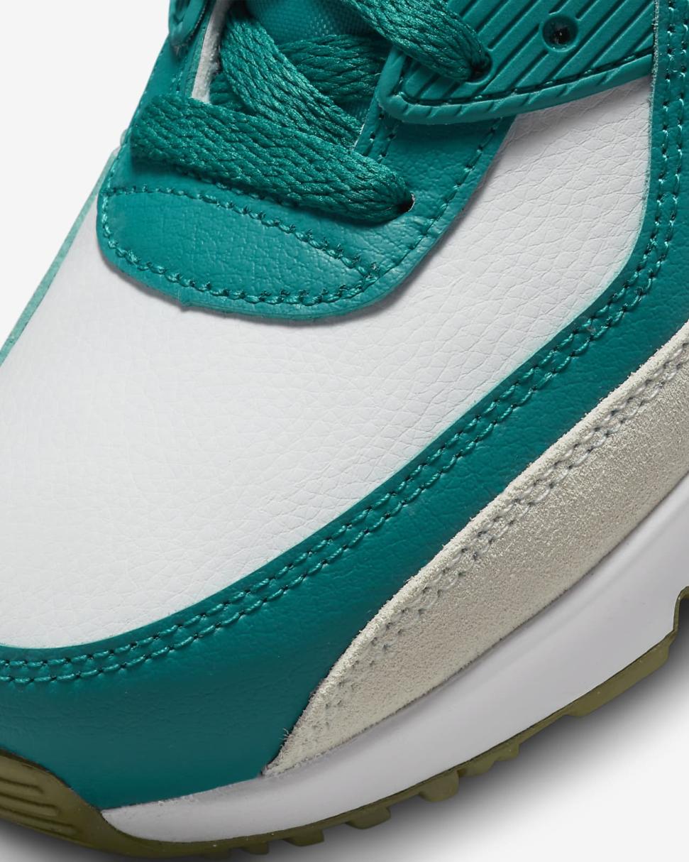 Nike Air Max 90 LTR White/Bright Spruce/Phantom/Barely Volt | Kids Nike First Day Kicks