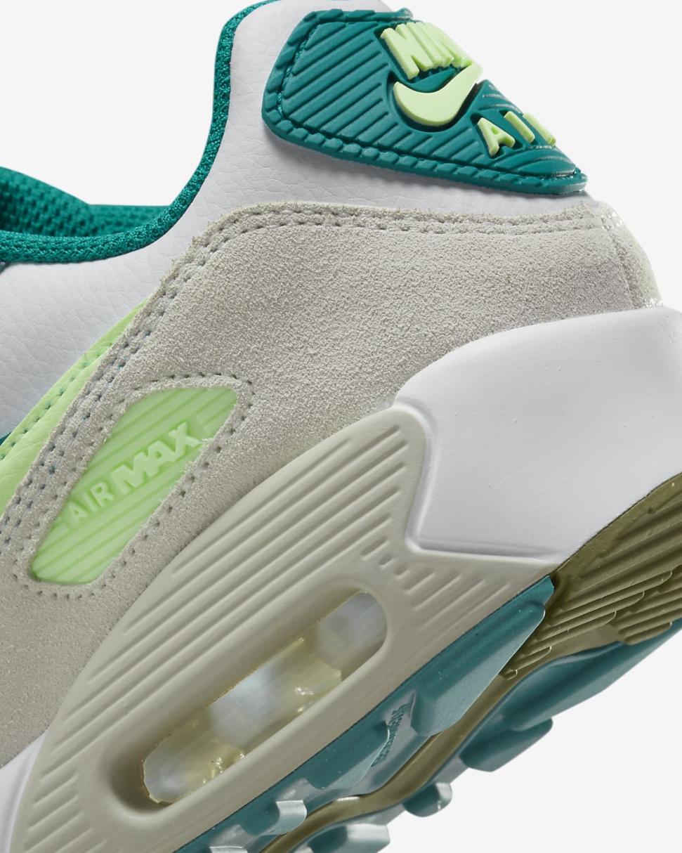 Nike Air Max 90 LTR White/Bright Spruce/Phantom/Barely Volt | Kids Nike First Day Kicks