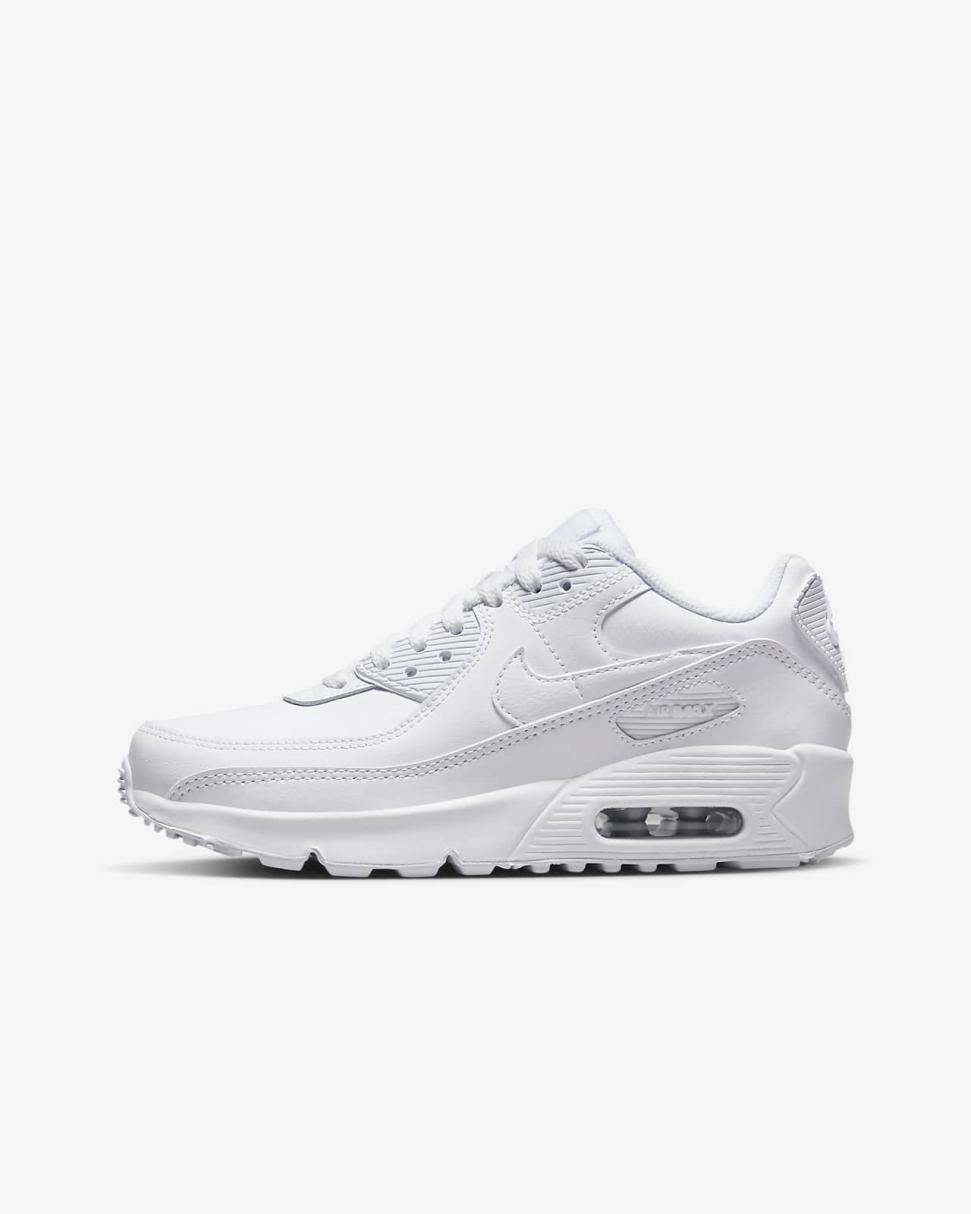 Nike Air Max 90 LTR White/Metallic Silver/White/White | Kids Nike First Day Kicks