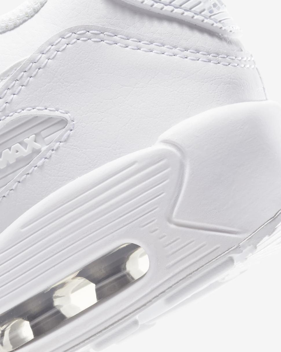 Nike Air Max 90 LTR White/Metallic Silver/White/White | Kids Nike First Day Kicks