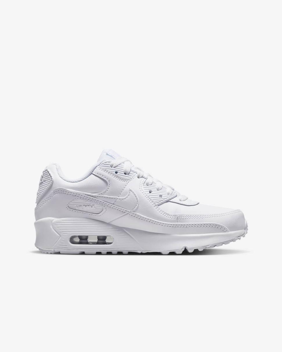Nike Air Max 90 LTR White/Metallic Silver/White/White | Kids Nike First Day Kicks