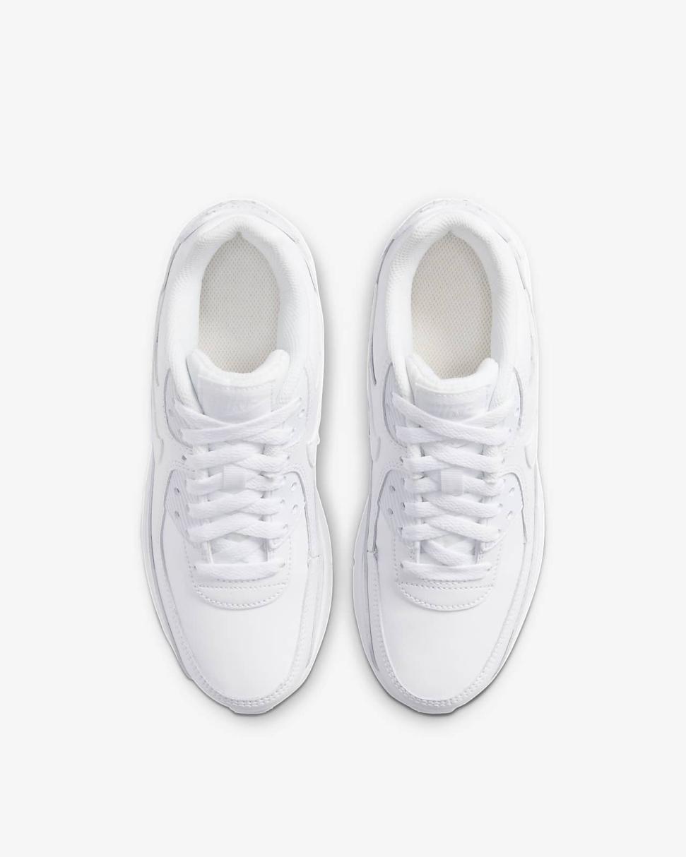 Nike Air Max 90 LTR White/Metallic Silver/White/White | Kids Nike First Day Kicks