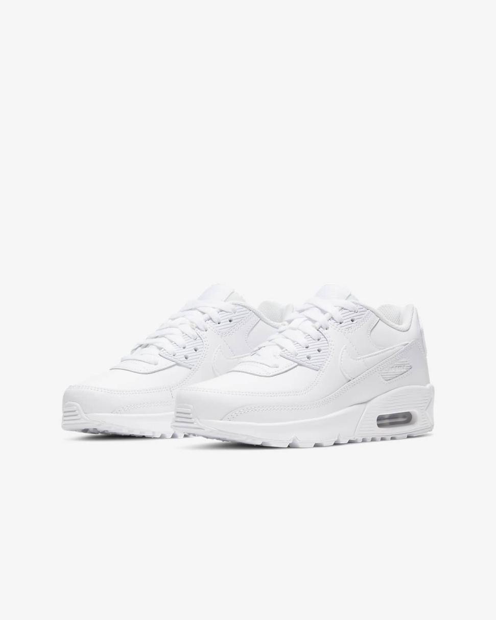 Nike Air Max 90 LTR White/Metallic Silver/White/White | Kids Nike First Day Kicks