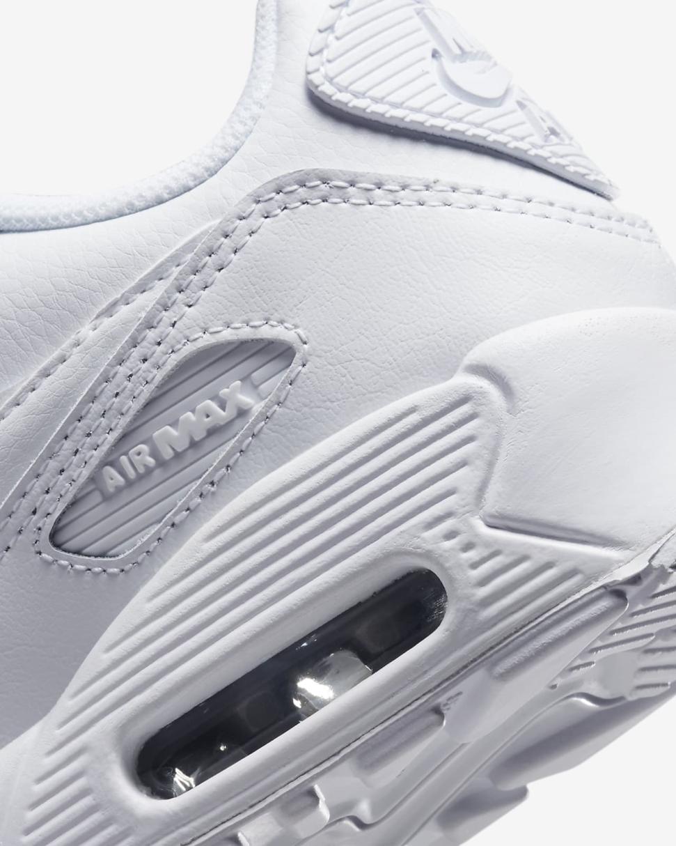 Nike Air Max 90 LTR White/Metallic Silver/White/White | Kids Nike First Day Kicks