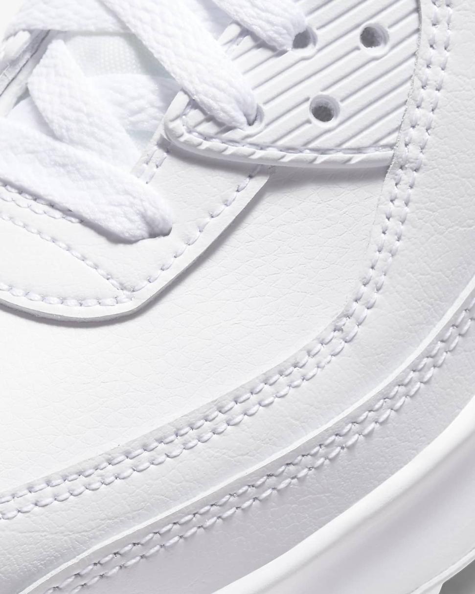 Nike Air Max 90 LTR White/Metallic Silver/White/White | Kids Nike First Day Kicks