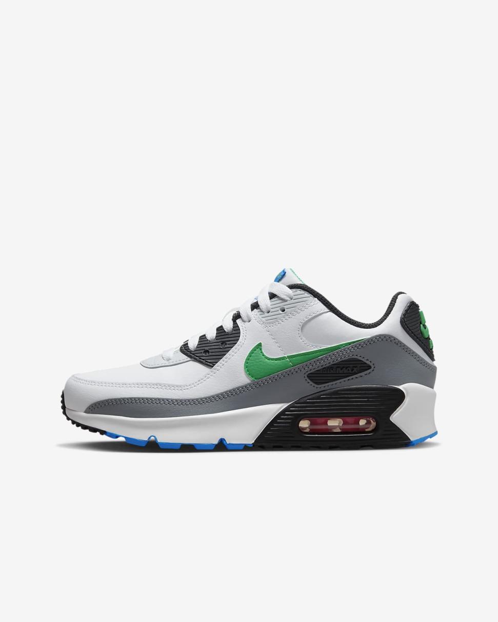 Nike Air Max 90 LTR White/Pure Platinum/Cool Grey/Stadium Green | Kids Nike First Day Kicks