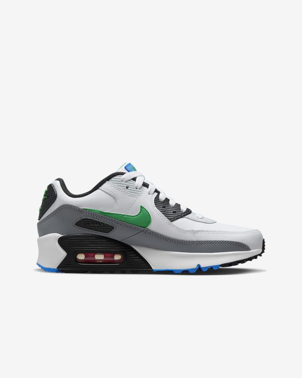 Nike Air Max 90 LTR White/Pure Platinum/Cool Grey/Stadium Green | Kids Nike First Day Kicks