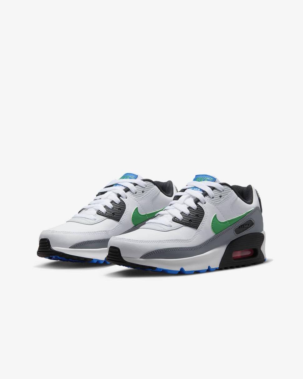 Nike Air Max 90 LTR White/Pure Platinum/Cool Grey/Stadium Green | Kids Nike First Day Kicks