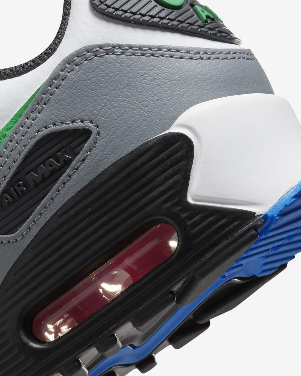 Nike Air Max 90 LTR White/Pure Platinum/Cool Grey/Stadium Green | Kids Nike First Day Kicks