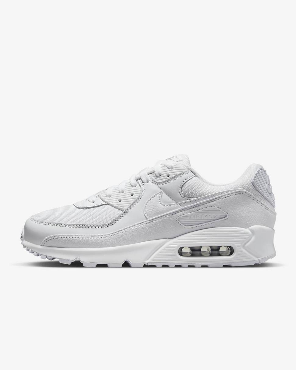 Nike Air Max 90 Premium White/Metallic Silver/White | Mens Nike Lifestyle