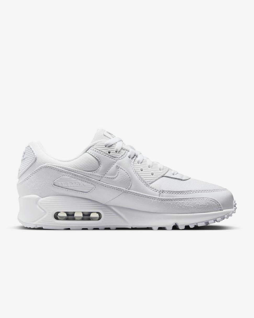 Nike Air Max 90 Premium White/Metallic Silver/White | Mens Nike Lifestyle