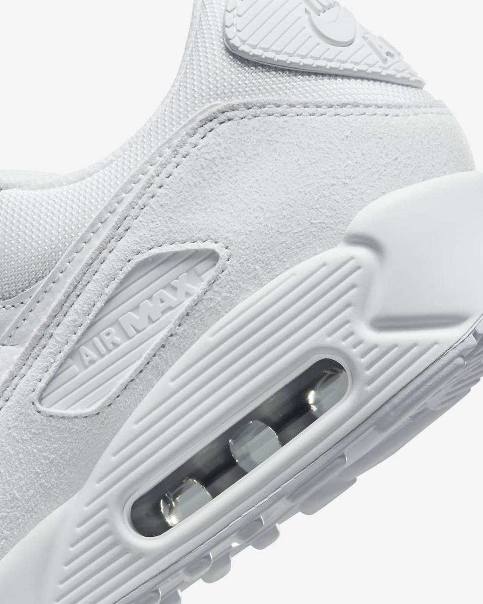 Nike Air Max 90 Premium White/Metallic Silver/White | Mens Nike Lifestyle
