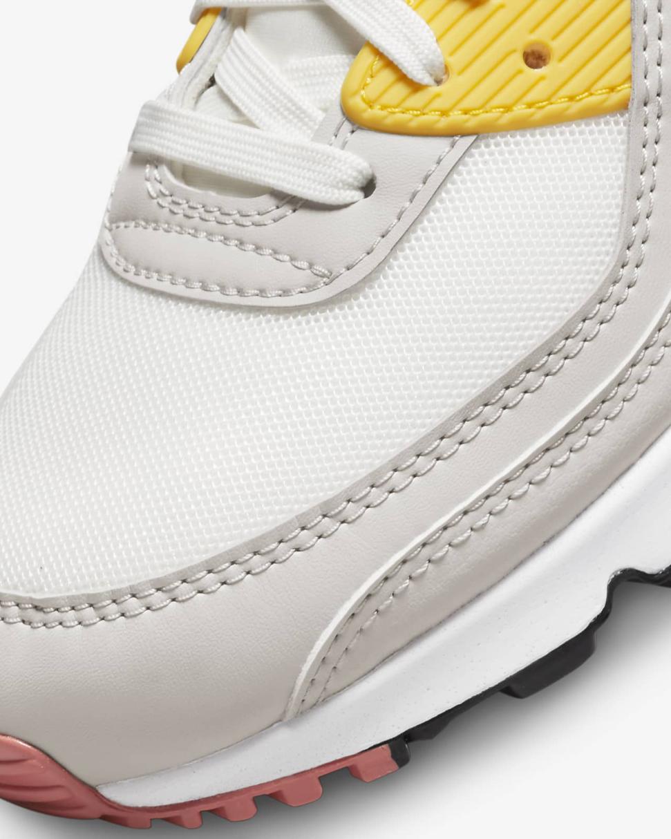 Nike Air Max 90 Summit White/Light Bone/Vivid Sulfur/University Blue | Womens Nike Lifestyle