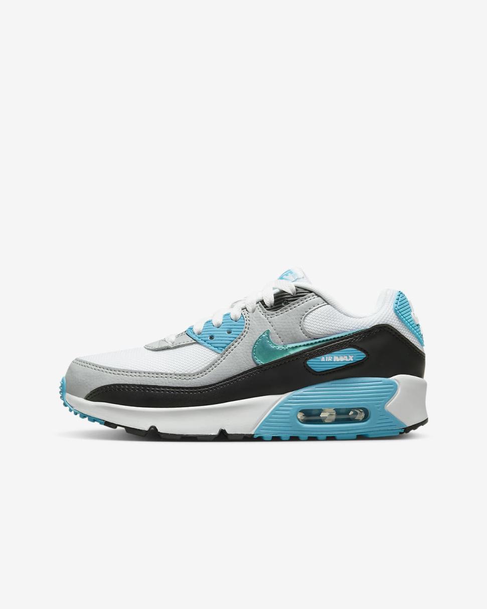 Nike Air Max 90 White/Blue Lightning/Black/Blue Lightning | Kids Nike Air Max