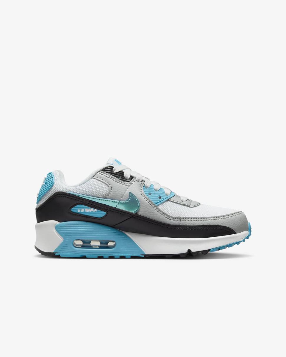Nike Air Max 90 White/Blue Lightning/Black/Blue Lightning | Kids Nike Air Max