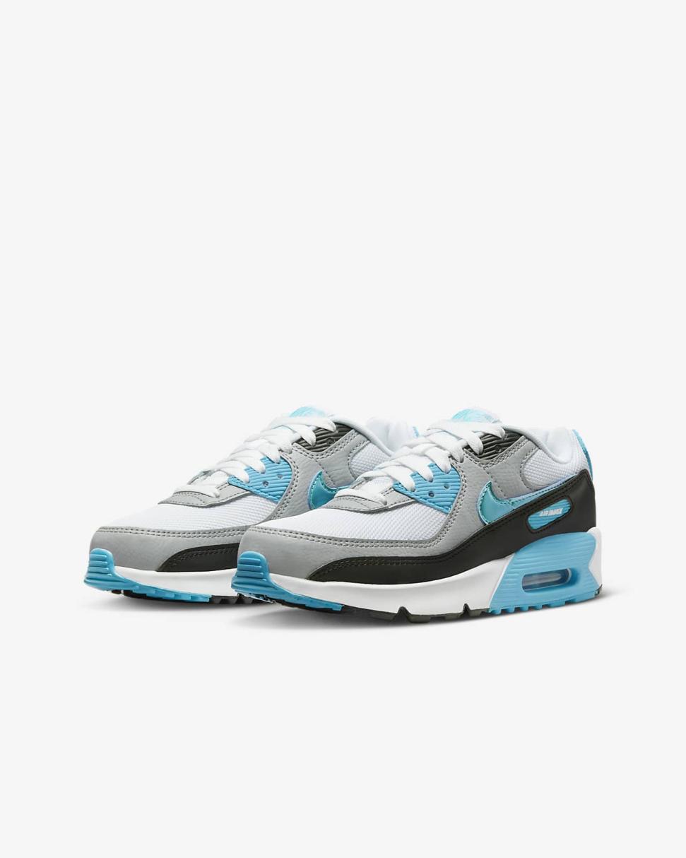 Nike Air Max 90 White/Blue Lightning/Black/Blue Lightning | Kids Nike Air Max