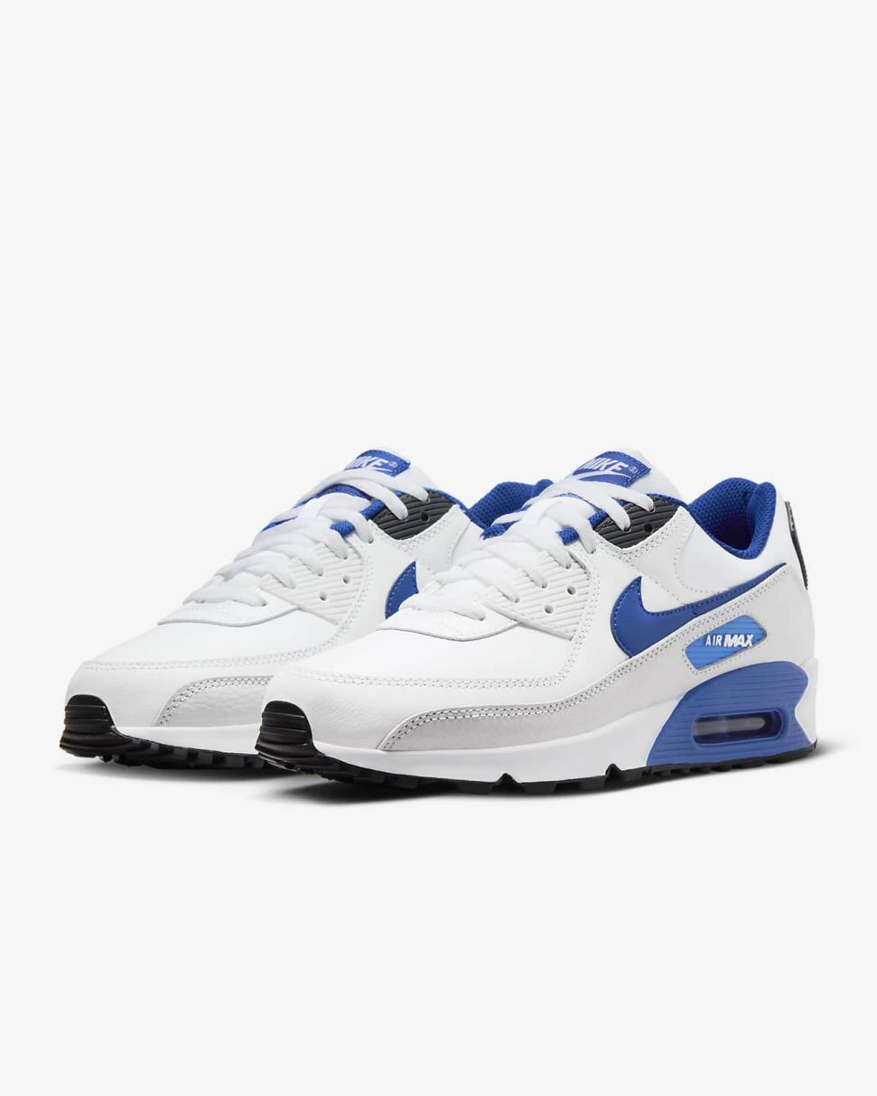 Nike Air Max 90 White/Photon Dust/Black/Game Royal | Mens Nike Lifestyle
