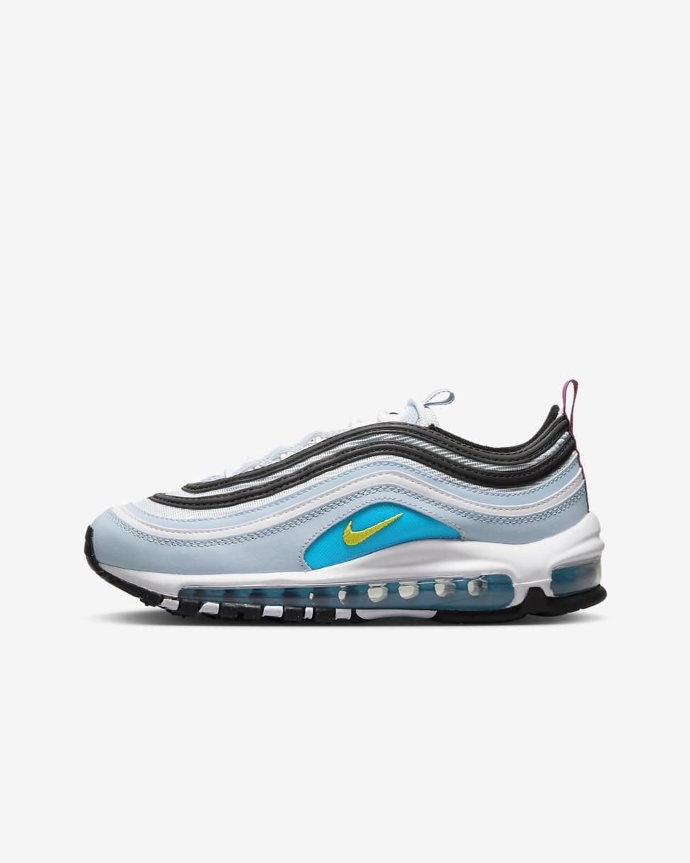 Nike Air Max 97 Blue Whisper/White/Blue Lightning/Opti Yellow | Kids Nike First Day Kicks