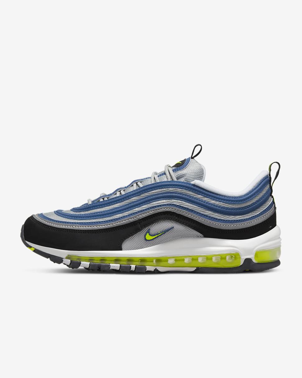 Nike Air Max 97 OG Atlantic Blue/Metallic Silver/Black/Voltage Yellow | Mens Nike First Day Kicks